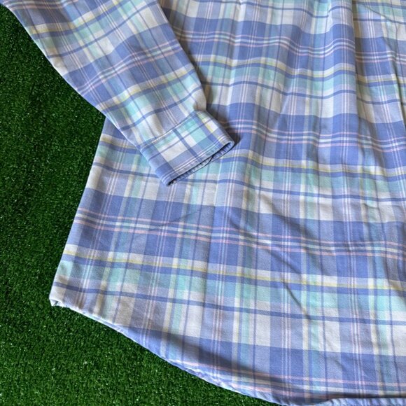 Cabin Creek Boys Button Down Oxford Shirt Pastel Plaid Wrinkle Free Size 12T - Picture 9 of 10